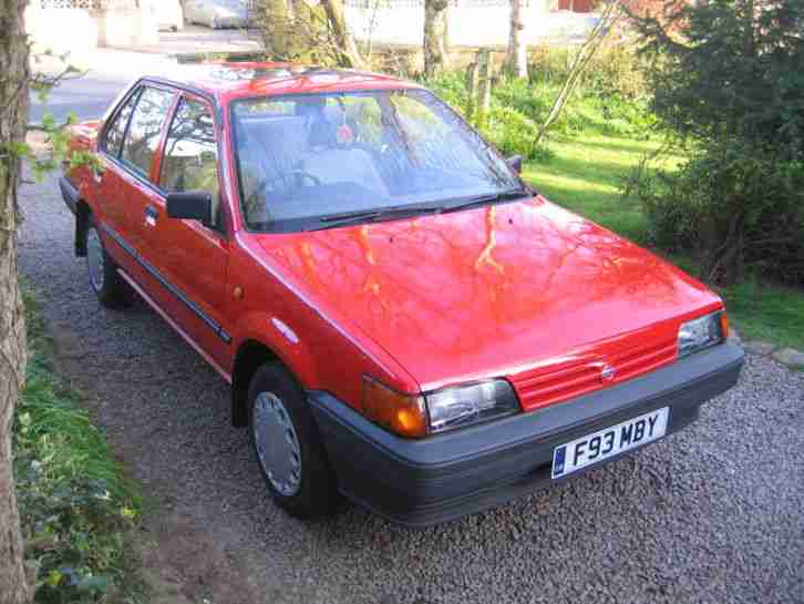 1988 NISSAN SUNNY 1.3LS ,RED, Sun Roof , Low miles, 12 months MOT, 4 door.