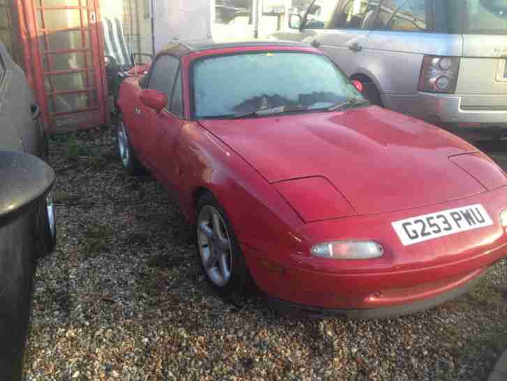 1990 MAZDA MX-5 RED 1600 drives very well in nice condition spares or repair
