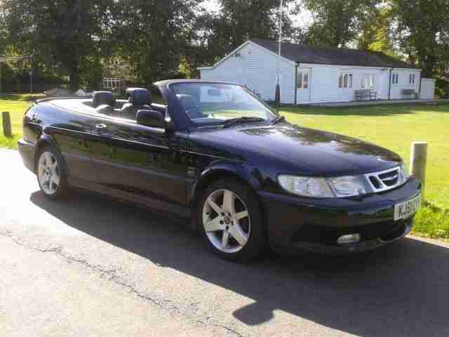 2001 SAAB 9 3 AERO HOT CONVERTIBLE IN BLACK BLACK LEATHER HOOD MANUAL 51REG