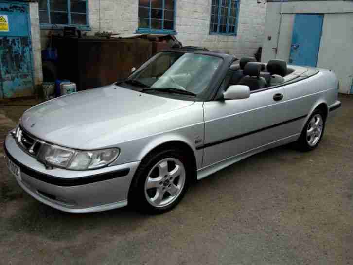 2001 SAAB 9-3 SE CONVERTIBLE 2.0 TURBO PETROL, MANUAL, SILVER, BLUE HOOD, ALLOYS