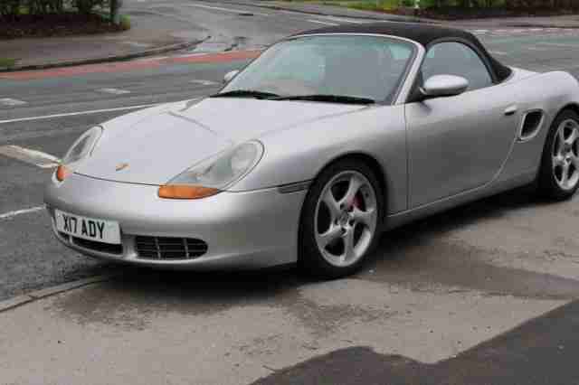 2001 X PORSCHE BOXSTER S 3.2 CONVERTIBLE SILVER RED LEATHER INTERIOR