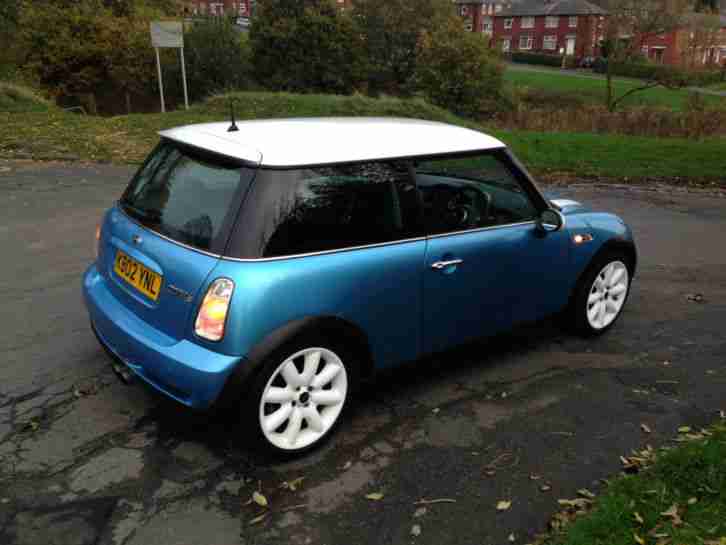 2002 02 MINI COOPER S BLUE LEATHER XENON WHITE WHEELS,DRIVES SUPERB,SERVICE HIST