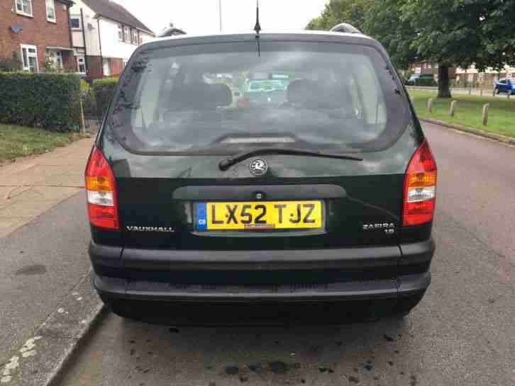 2002 (52) VAUXHALL ZAFIRA 16V CLUB 5 SPEED MANUAL 5 DOOR MPV GREEN