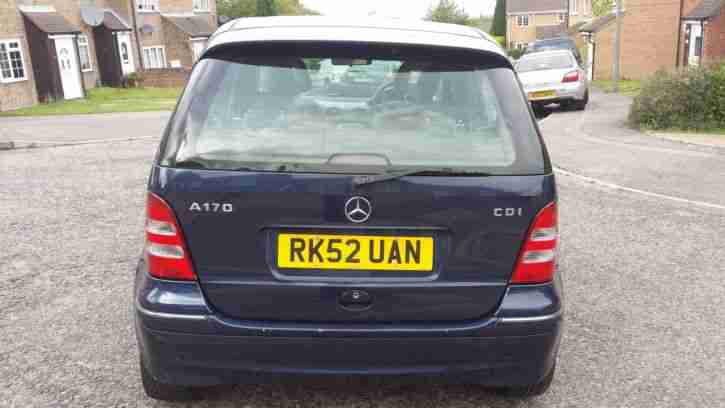 2002 MERCEDES A170 CDI ELEGANCE S-A BLUE SEMI AUTO 5 SPEED DIESEL NOT A140 A160