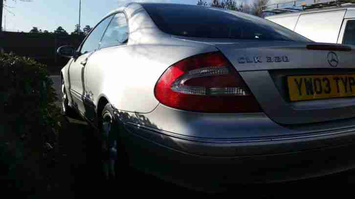 2003 MERCEDES CLK 320 ELEGANCE AUTO SILVER. SPARE OR REPAIR