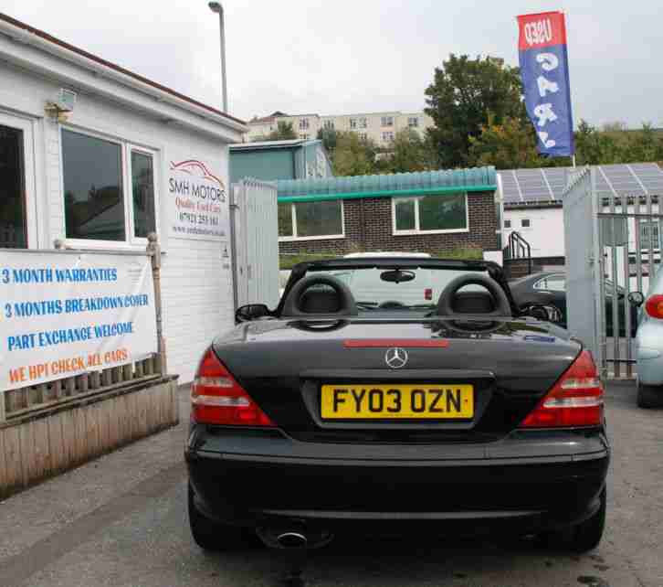 2003 MERCEDES SLK 200 KOMPRESSOR AUTO BLACK LEATHER INTERIOR