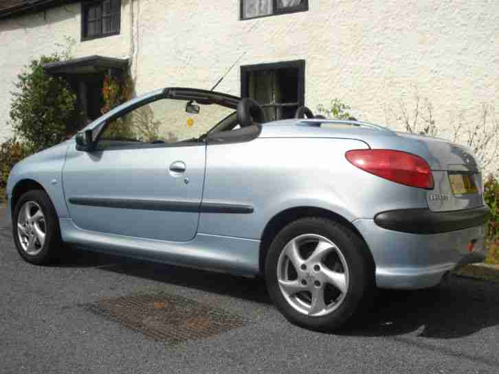 2003 PEUGEOT 206 CC ELECTRIC CONVERTIBLE SILVER BLUE RED & BLACK LEATHER MOT TAX