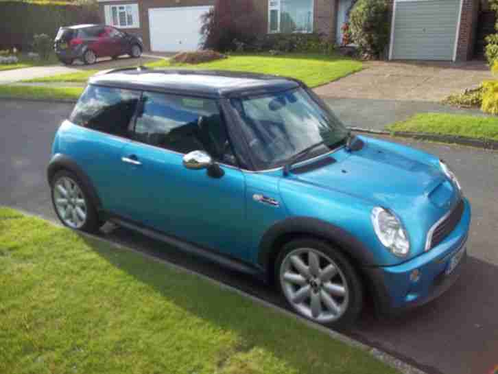 2004 54 MINI COOPER S ELECTRIC BLUE,BLACK ROOF, PAN ROOF,A C,65000 MILES