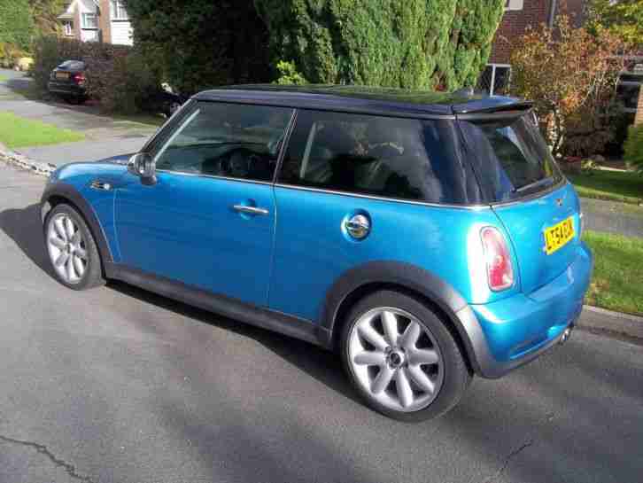 2004 54 MINI COOPER S ELECTRIC BLUE,BLACK ROOF, PAN ROOF,A/C,65000 MILES