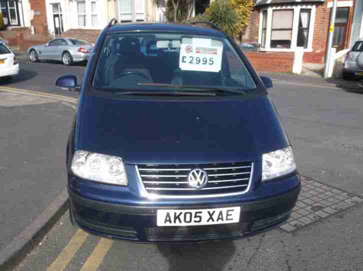 2005/05 VOLKSWAGEN SHARAN S TDI( 115bhp ) AUTO,IN BLUE,GREY UPHOLSTERY,7 SEATER