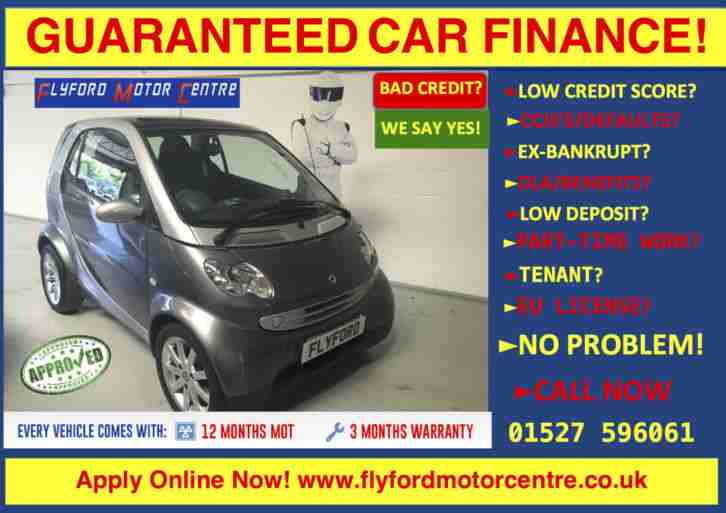 2007 07 SMART FORTWO 0.7 PASSION SOFTOUC GUARANTEED CAR FINANCE CAR CREDIT