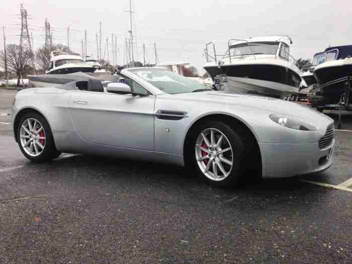 2007 (57 reg) Aston Martin V8 Vantage Roadster in Silver over dark blue leather