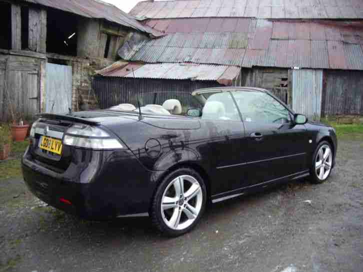 2008 (08 reg) Saab 9 3 2.0 T Aero 2dr, Auto Convertible, Black Ivory Leather