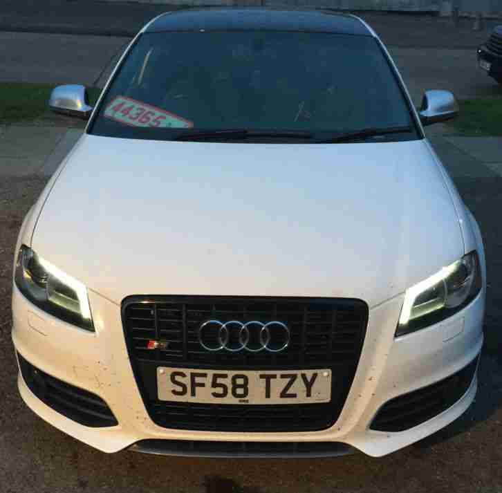 2008 58 AUDI S3 2.0TFSI QUATTRO 3DR WHITE 68K FSH BLACK EDITION SPEC 302BHP MINT