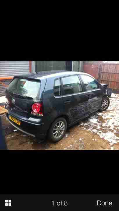 2009 VOLKSWAGEN POLO BLUEMOTION 1 TDI GREY DAMAGED SALVAGE SPARES LOW MILES