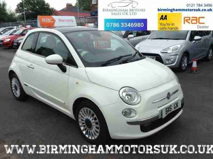 2010 (60 Reg) Fiat 500 1.2 LOUNGE 3DR Hatchback WHITE + LOW MILES