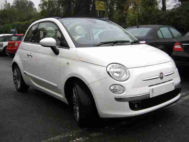 2010 60-Reg Fiat 500C 1.2 LOUNGE Convertible,MET WHITE,GEN 18,000 MILES,RED ROOF