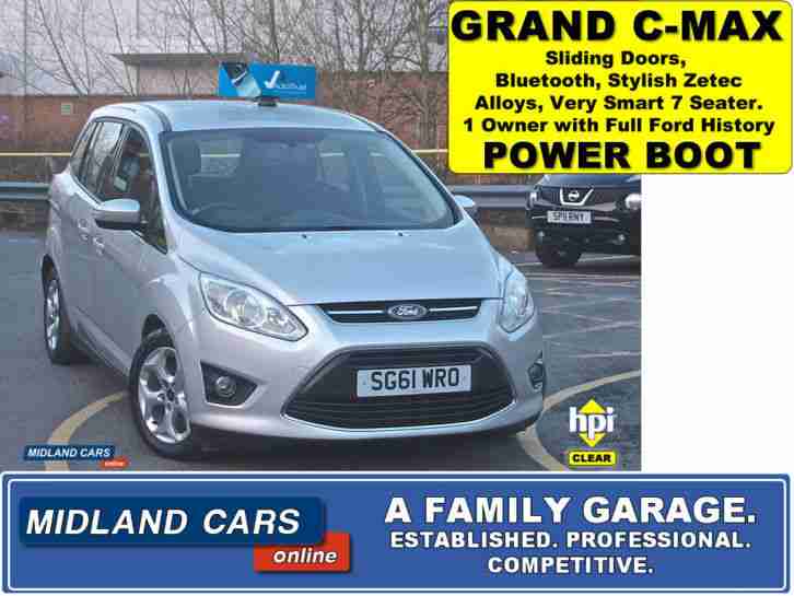 2011 61 FORD GRAND C MAX 1.6 + 39k Miles + 125 BHP + ZETEC + SILVER + 7 SEATS