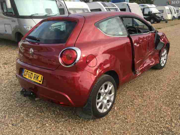 2011 ALFA ROMEO MITO LUSSO MULTIAIR RED SALVAGE DAMAGED REPAIR cat D LOW MILAGE