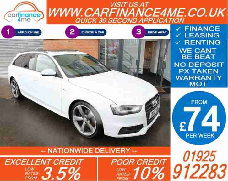 2012 AUDI A4 AVANT 2.0 TDI S-LINE BLK EDT GOOD BAD CREDIT CAR FINANCE FROM 74 PW