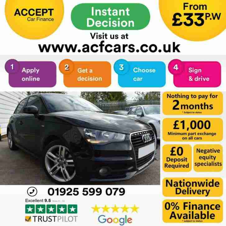 2014 BLACK AUDI A1 SPORTBACK 2.0 TDI 143 DIESEL MANUAL 5DR CAR FINANCE FR £33 PW