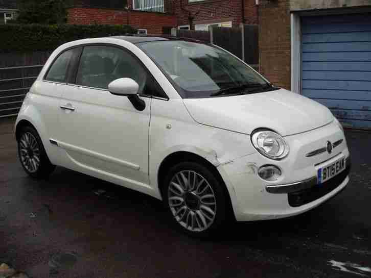 2015 FIAT 500 1.2 LOUNGE WHITE DAMAGE REPAIRABLE SALVAGE CAT D