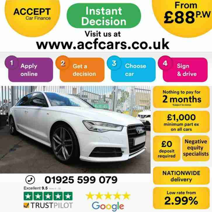 2017 WHITE AUDI A6 2.0 TDI ULTRA 190 BLACK EDITION SALOON CAR FINANCE FR &pound;88 PW