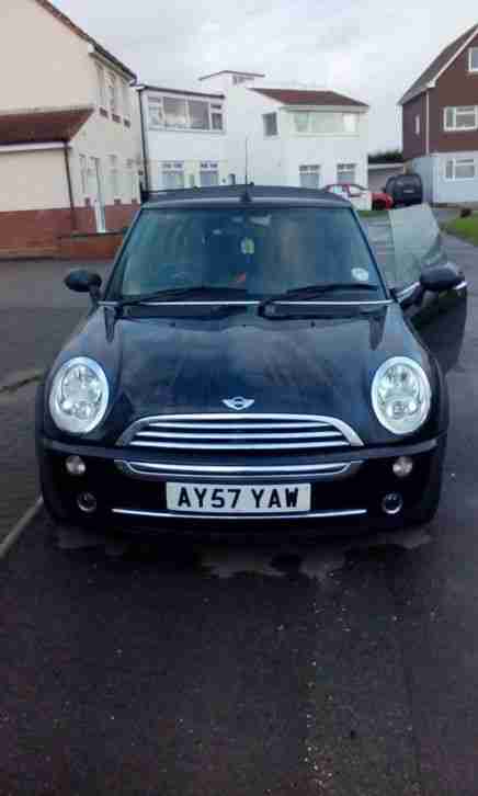 Black Mini Convertible, 1600, petrol, mot August 2015, manual, 84,000,