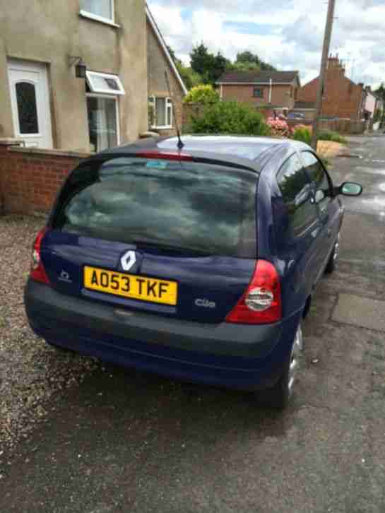 Blue Renault Clio 1.2. 53 plate. MOT DEC 2015