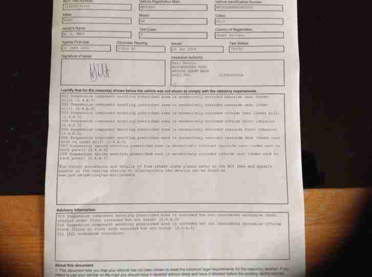 Ford Ka - MOT failure spare or repair