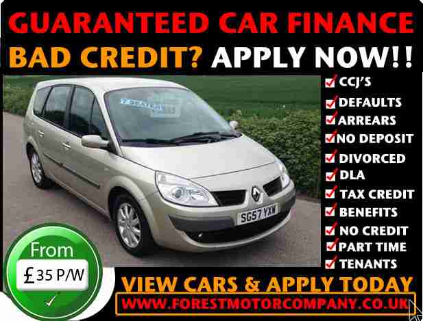 GUARANTEED CAR FINANCE BAD CREDIT?? RENAULT GRAND SCENIC 1.6 7 SEATER! CAR LOANS