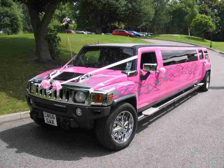 H3 140'' Stretch Pink Limousine 8