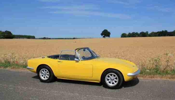 Lotus Elan S3 DHC, 1967.   Lotus Yellow with 26R Shape Wheel Arches.