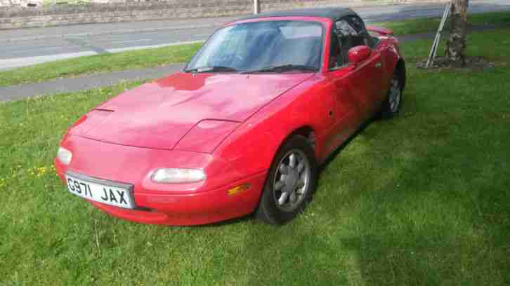 MAZDA MX-5 RED MX5 UK CAR 1990 MOT 05/2016 GOOD SILS / ROOF overheating S/R