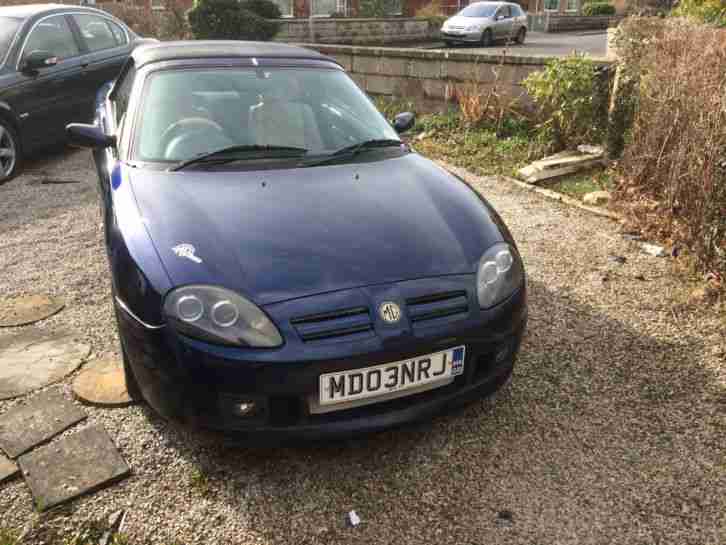 MG TF 160 Blue Convertible sports car soft top 2 door