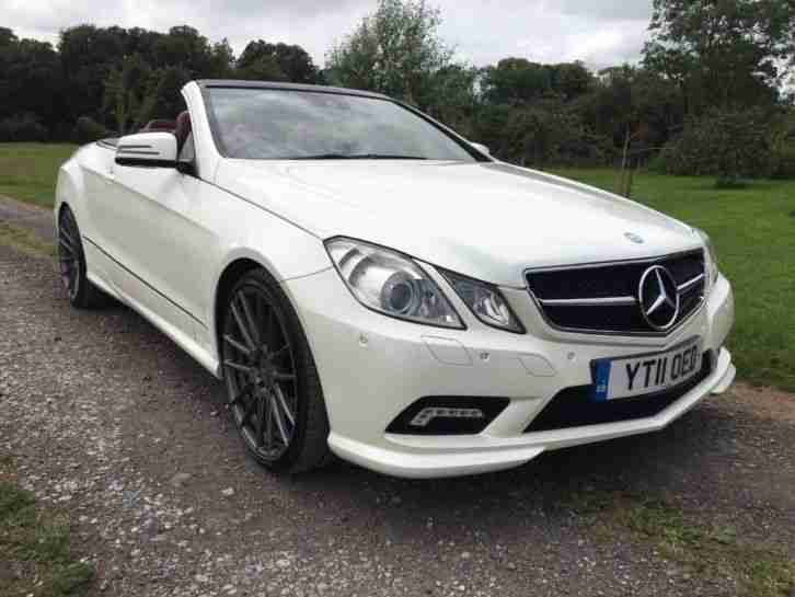 Mercedes E350. White, Convertible, Diesel, Red Leather, 20 Alloy Wheels.