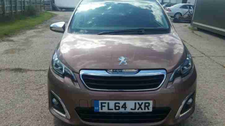 PEUGEOT 108 FELINE 1.2 PETROL BRONZE 2014 64 MINOR DAMAGE REPAIRABLE SALVAGE