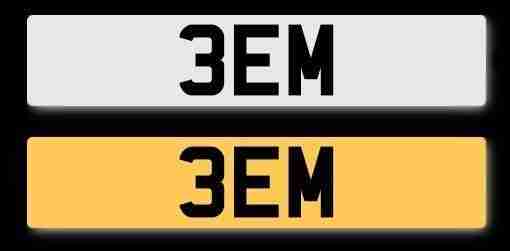PRIVATE CHERISHED PERSONAL REGISTRATION NUMBER PLATE 3EM (dateless) FINANCE AVAI