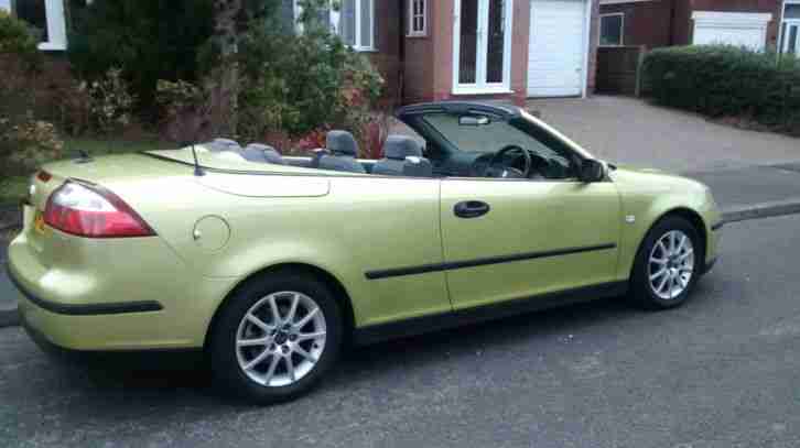 SAAB 9 3 LINEAR CONVERTIBLE 150 BHP YELLOW VERY LOW MILEAGE 45800 MILES.