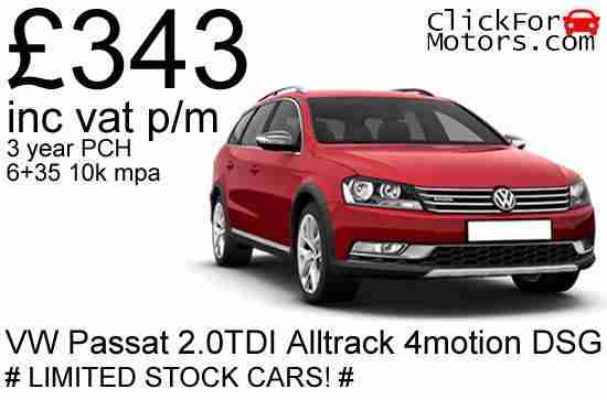 VW Passat 2.0TDI 190 Alltrack 4MOTION DSG £343 inc vat p m Limited stock!